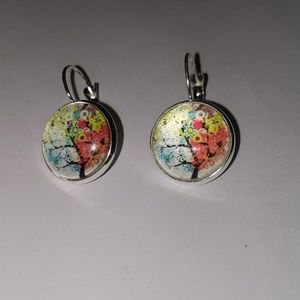 Tree of life/fall leverback cabochon earrings